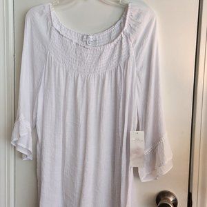 long sleeve white gauze blouse Size XL New directions